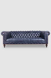 91 Higgins Chesterfield sofa in Stardust Los Alamos 5825 blue leather with tufted seat