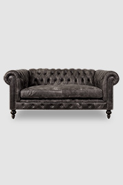 75 Higgins Chesterfield sofa in Sundance Naomi 0500 distressed black leather