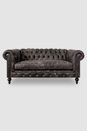 75 Higgins Chesterfield sofa in Sundance Naomi 0500 distressed black leather