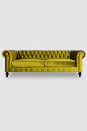 96 Higgins Chesterfield sofa in Lafayette Limelight green velvet