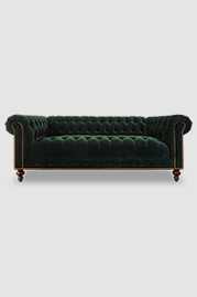 85 Higgins Chesterfield sofa in Porto Forest green velvet with tufted seat