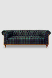 Higgins Chesterfield sofa with tufted seat in special order wool plaid