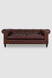 85 Higgins Chesterfield sleeper sofa in Berkshire Bourbon leather