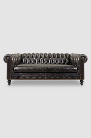 85 Higgins Chesterfield sofa in Caprieze Tire black leather