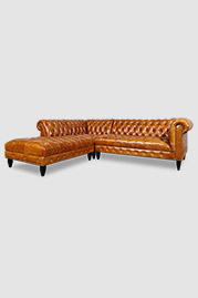 91.5x108 Higgins L sectional w/bumper in Caprieze Copper Glaze with tufted seat