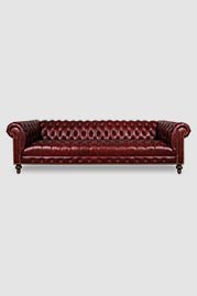 107 Higgins Chesterfield sofa in Florence Vino Rosso red leather with tufted seat