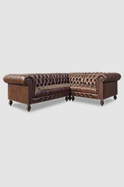 Higgins sectional with tufted seat in Austin Manor 2483 brown leather