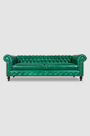 102 Higgins Chesterfield sofa in Bellissimio Smeraldo green leather
