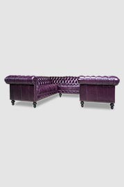 Higgins Chesterfield U sectional with tufted seat in Echo Aubergine purple leather