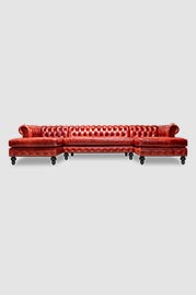 137.5 Higgins dual chaise sectional in Mont Blanc Crimson red leather