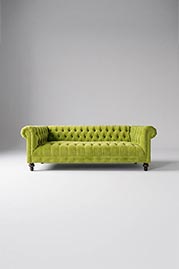 Higgins Chesterfield sofa in Porto Citrus with tufted seat