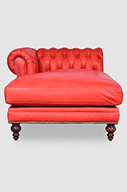 Higgins Chesterfield chaise in Valhalla Cayenne leather