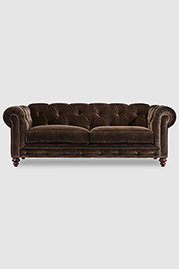 Higgins Chesterfield with wide tufting in Como Brown velvet