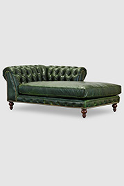 Higgins Chesterfield chaise in Potomac Winter Pine leather