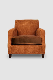 Howdy armchair in Ragtime destroyed leather with velvet seat