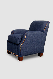 Howdy armchair in Varick Indigo blue performance linen