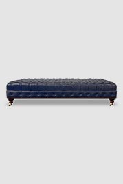 60 Dagmar ottoman in Florida Pacific dark blue leather