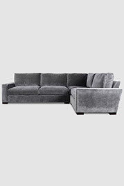 Cole sectional in Como Grey Cloud velvet fabric - gray velvet sectional sofa