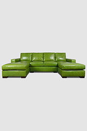 Cole dual-chaise sectional in Absolute Kiwi green leather