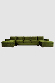 165 Cole dual-chaise sectional in Lafayette Green Grass stain-proof velvet