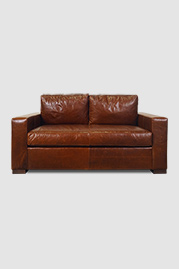 69 Cole sofa in Mont Blanc Bourbon leather with bench cushion