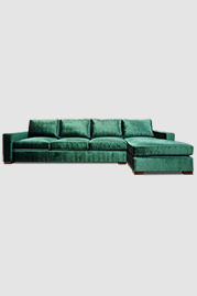 135 Cole sofa+chaise in Prince Emerald green performance velvet