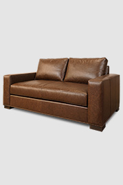 69 Cole sofa in Everlast Robust Brown leather with bench cushion