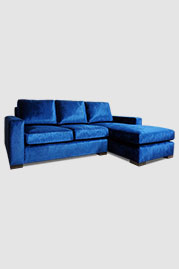 95 Cole sofa+chaise in Prince Sapphire blue velvet