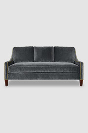 Gracie slope arm sofa will cushion back in Como Dark Grey velvet with nail head trim