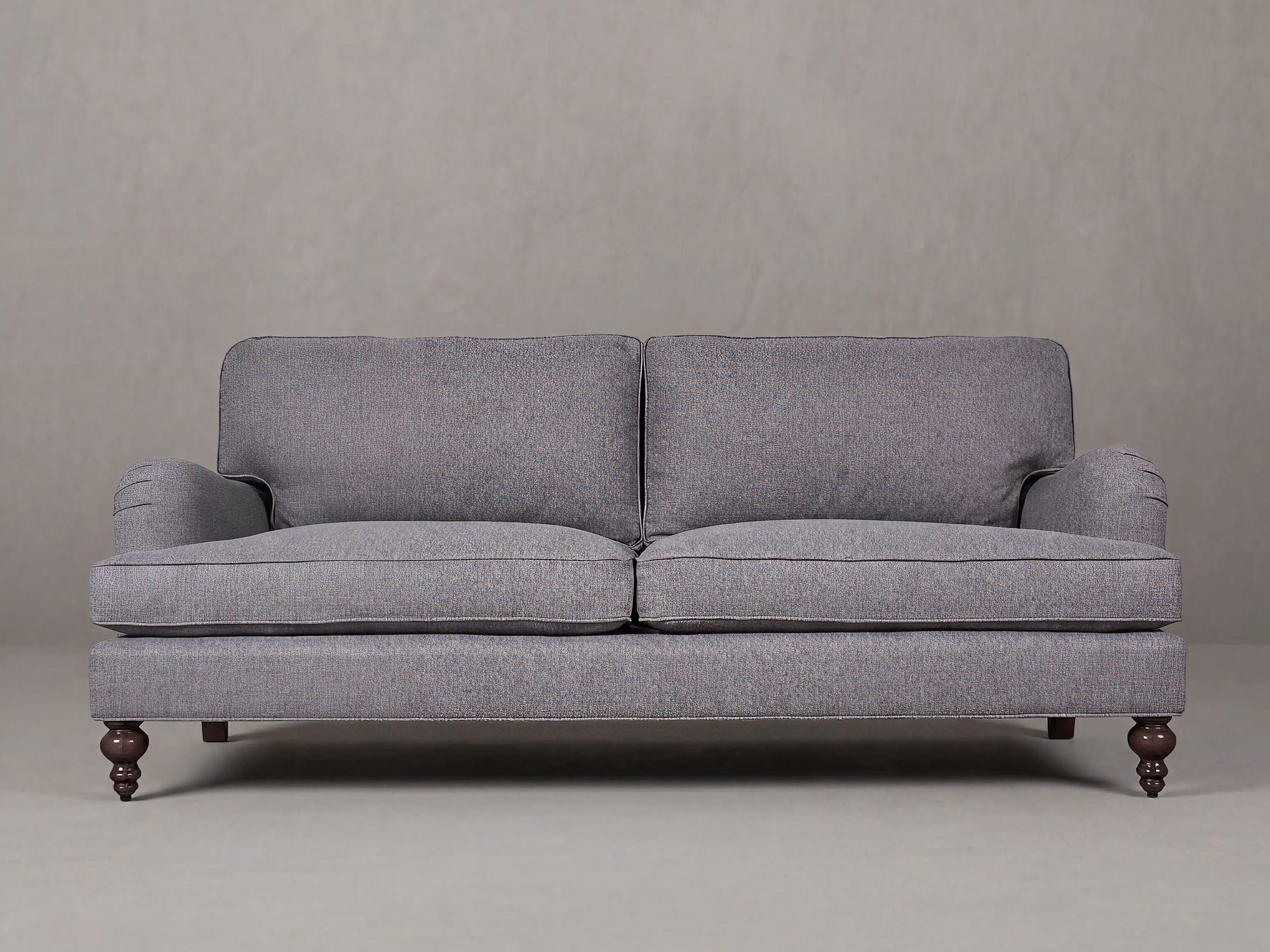 86 Blythe pillow back English roll arm sofa in Ludlow Steel stain-proof grey fabric
