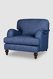Blythe English roll arm armchair in Sunbrella Tailored Indigo fabric