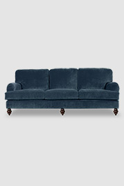 Blythe pillow back English roll-arm sofa in Thompson Wedgewood blue stain-proof velvet