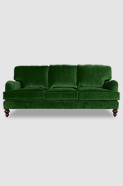 Blythe pillow-back English roll-arm sofa in Como Emerald green velvet