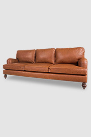 Blythe pillow back English roll arm sofa in Cheyenne Stirrup scratch-resistant performance leather