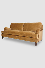 86 Blythe English roll arm sofa in Cannes Toast velvet with bench cushion