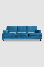 98 Blythe English roll arm sofa in Como Cyan blue velvet