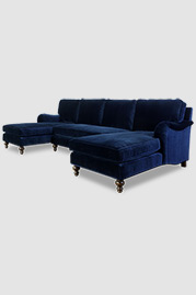 120 Blythe dual-chaise sectional in Como Indigo blue velvet
