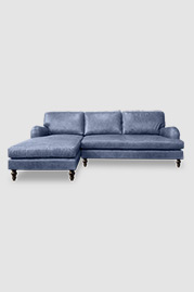 Blythe sofa+chaise in St. Croix Lagoon blue leather