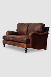 61 Blythe English roll arm loveseat in Berkshire Bourbon leather