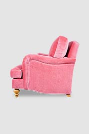 80 Blythe English roll arm sofa in Como Romance pink velvet