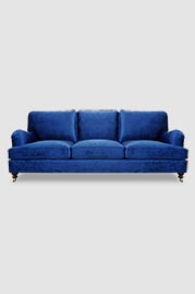 92 Blythe English roll arm sofa in Bruges Lapis blue velvet