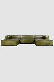 Johnny dual-chaise sectional in Mont Blanc Marsh leather