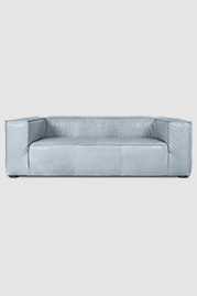 96 Johnny reverse stitch sofa in Mont Blanc Light Blue leather