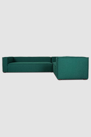 Johnny sectional in Greenwich Forest stain-proof green fabric