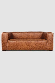 82 Johnny chunky sofa with reversed seams in Saloon Whiskey brown leather