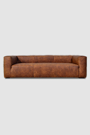 110 Johnny sofa in Run Wyld Gentle Fawn brown performance leather with standard seams