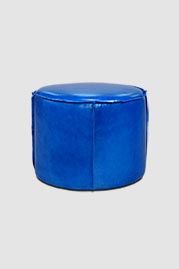 Rooster ottoman in Ohio Atlantic blue leather