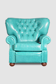 Eugene recliner in turquoise leather with power reclining mechanism