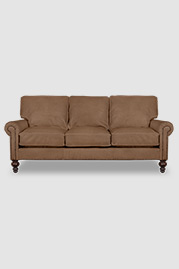 Didi sofa in Gaucho Pony 2475 brown leather with nail head trim