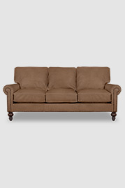 Didi sofa in Gaucho Pony 2475 brown leather with nail head trim